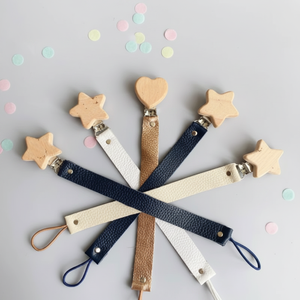 <span class=keywords><strong>Attache</strong></span>-sucette et attaches-chaussons durables en similicuir organique en forme d'étoile <span class=keywords><strong>avec</strong></span> gravure, pour cadeaux de naissance - Product Image 4