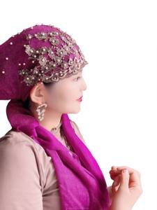 Nuevo pañuelo musulmán YASEEN para mujer con cadena plateada, pañuelo para la cabeza de acrílico Zhejiang, ecológico, transpirable y antimanchas. - Product Image 1