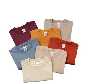 Camiseta de Verano Nueva, Holgada, de Manga Corta, 250G, Algodón Grueso, Cuello Redondo, Color Liso, Impresión de Logotipo Personalizado - Product Image 1