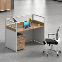 Poste de travail de bureau, Table de poste de travail en bois 4 voies avec cloison en verre, offre spéciale