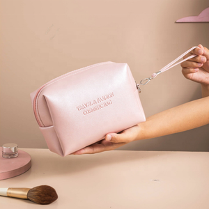 Custom Rectangular Shape Leather Cosmetic Bag Personalize Travel PU <strong>Make</strong> <strong>up</strong> Pouches Wholesale - Product Image 3