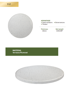 Table de salle à manger ronde en terrazzo d'extérieur - Base en alliage d'aluminium de 40 mm d'épaisseur, texture pierre, usage commercial pour restaurants et hôpitaux - Product Image 2