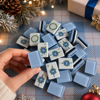 Set Mahjong Americano Personalizzato a 4 Strati con Tema Natalizio, Tessere in Acrilico con Motivi Festivi, Set da Gioco per Regali e Feste