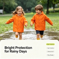 Veste imperméable et coupe-vent à capuche en PU écologique pour enfants, durable, pour garçons et filles, randonnée en plein air