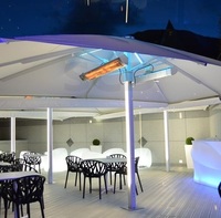 Parasol carré anti-UV 3M 4M 5M 6M rayons en aluminium avec lumière LED pour café d'été