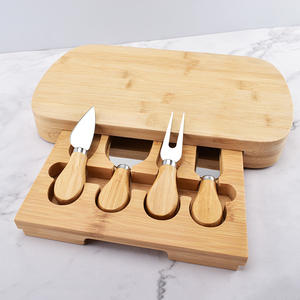 Juego de 4 cuchillos y tabla de bambú natural para cocina, 4 piezas - Product Image 4