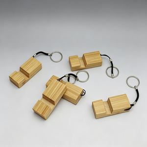 Wooden Mobile <b>Phone</b> Stand Mini Desktop Holder Portable With Key <b>Ring</b> For Desk Use - Product Image 3