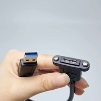 كابل تمديد USB 3.0 من النوع A ذكر إلى Micro B أنثى مع تثبيت لوحي مزدوج بالبراغي وحبل تثبيت للخزانة