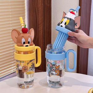 Zuo Mu Tom And Jerry Straw Water Bottle Large Capacity Tritan Plastic <b>Cup</b> With Handle For <b>Travel</b> Gift - Product Image 2