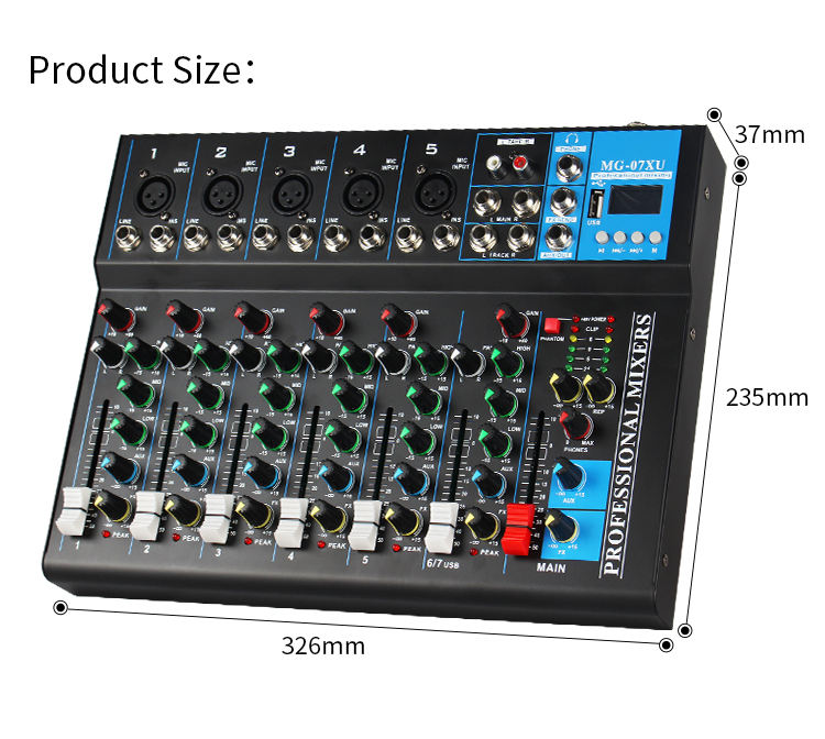 MG-07XU Professional 7 Channel Audio Mixer for DJs, Clubs & Events