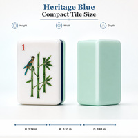 Jeu de tuiles de Mahjong en acrylique, tuiles de Mahjong bleues Heritage, faces décoratives pour jeux de société et jeux de Mahjong en intérieur