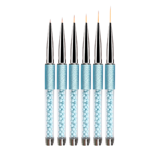 6pcs One <b>Set</b> Blue Pearl Decoration Handle <b>Paint</b> Brush Acrygel Nail Brush Nail Art Painting Gel Salon Manicure Brush <b>Set</b> - Product Image 3