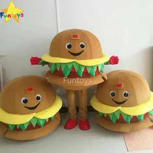 Fantasia adulto de mascote para halloween, fantasia de hamburger para festa de carnaval