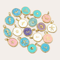Accessoires de bijoux DIY Fashion Ocean Cross, plaqué or 18 carats, étoile, croissant de lune, hippocampe, griffe de chat, pendentif pour collier