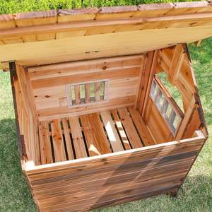 Haus für Haustiere im Freien mit Türen und Fenstern wetterfestes Holzkennel-Hundehaus für den Außenbereich - Product Image 2