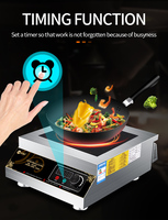 Cuisinière à induction HENGZHI en acier inoxydable pour comptoir, 3500W/5000W, commande tactile, multifonction, portable, usage commercial