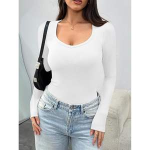 Custom V Neck Ribbed Knit Fall <b>Tops</b> for Women <b>Long</b> <b>Sleeve</b> Active <b>Tops</b> with Queen Style - Product Image 6