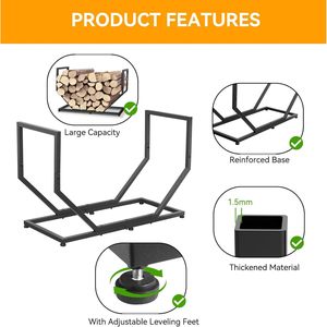 <b>Firewood</b> Storage <b>Rack</b> Carbon Steel Black Indoor Outdoor Fireplace Accessory - Product Image 5