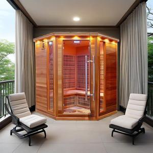 SS-450T Moderne Elektrische Far Infrarood Saunaruimte 4-persoons Infraroodverwarming Traditionele Sauna Koude Dompelbad Toermalijn Steen