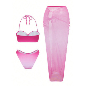 <strong>Pink</strong> Gradient Braid Strap Sexy <strong>Bikini</strong> <strong>Set</strong> 2026 Ins Best Selling High Quality Hawaiian Vacation Beach Swimwear <strong>Set</strong> - Product Image 4