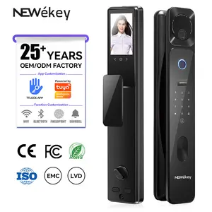 NeweKey Keyless Entry For Commercial Glass Doors Key Fob Entry SystemThumbprint Safety Door Smort Lock