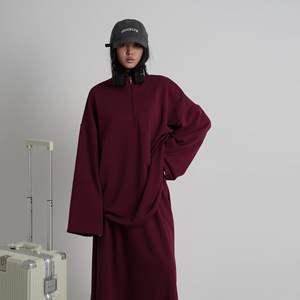 Conjunto de <span class=keywords><strong>Blusa</strong></span> Básica de Manga <span class=keywords><strong>Larga</strong></span> <span class=keywords><strong>con</strong></span> <span class=keywords><strong>Falda</strong></span>, Estilo Informal y Modesto, para Otoño 2026, Talla Grande, Corte en A, para Mujer - Product Image 3