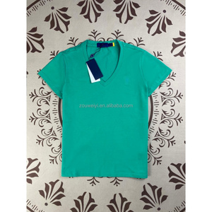T-shirts pour femmes de luxe en coton brodé de haute qualité de la marque RL en gros, <span class=keywords><strong>col</strong></span> en <span class=keywords><strong>V</strong></span>, manches courtes, confortables - Product Image 4