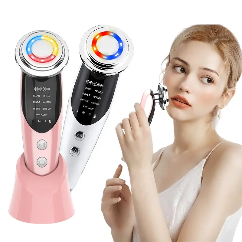 7 em 1 Face Lift Devices EMS Microcorrent Pele Rejuvenescimento Facial Massager Light Therapy Anti Envelhecimento Rugas Beleza Aparelho