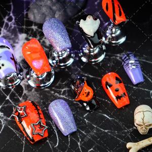 Calcomanías de <span class=keywords><strong>uñas</strong></span> <span class=keywords><strong>acrílicas</strong></span> de larga duración hechas a mano de lujo cuadrado ataúd corto personalizable de Halloween al por mayor para dedo - Product Image 3