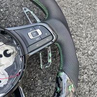 Volant en cuir vert avec fibre de carbone et LED pour modèles VW Golf 7/7.5/R Passat GTI Polo