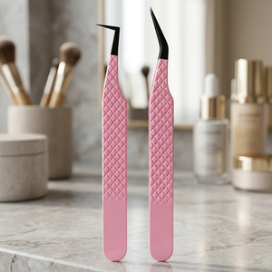 Pinzas angulares rosas para pestañas, de acero inoxidable, punta suave, aplicador de precisión, herramienta profesional para artistas de pestañas - Product Image 4