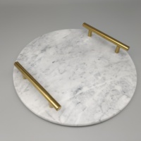 100% Natürliches Weißes 30 cm Eisjade-Marmor Graviertes Nordisches Multifunktionales Anpassbares Stilleben-Muster Küchentablett Dekoration