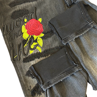 Jean skinny homme en denim épais Y2K, style streetwear hip-hop, broderie 3D, personnalisable directement en usine