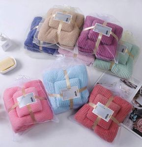 I-0673 Wholesale Plaid Square Coral Fleece Quick-Dry Woven <b>Bath</b> <b>Towel</b> <b>Set</b> Soft Absorbent Eco-Friendly Child-Proof Adult Use - Product Image 1