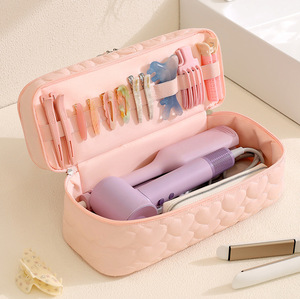 QET1094 Trousse de <span class=keywords><strong>Voyage</strong></span> Double Couche Imprimé Floral Antichoc Portable pour Outils Coiffure Sac de <span class=keywords><strong>Voyage</strong></span> Cosmétique Pliable Organisateur de Maquillage - Product Image 3