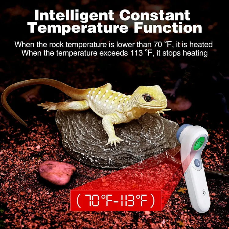 New 12W 7.1 inch 5.2 inch temperature controlled Intelligent Terrarium Reptile Heating Rock for snake turtle lizard