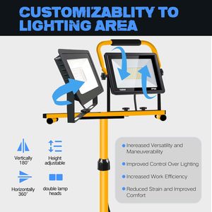 Adjustable 21000 Lumen <b>LED</b> Work <b>Light</b> 6500 Kelvin Color Temperature Waterproof Portable Certified AC IP65 Foldable Tripod WD-670 - Product Image 4