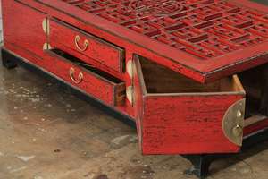 Antike rote chinesische notleidende schnitzende TV-Schranks chu blade kiste - Product Image 2