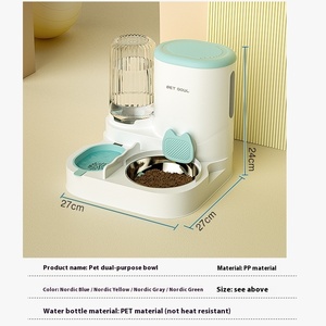 Tempat Makan dan Minum Kucing Ramah Lingkungan Terintegrasi, Dispenser Air Plastik Solid, Alat Makan Otomatis untuk Kucing dan Anjing, Air Mancur Dalam Ruangan - Product Image 2