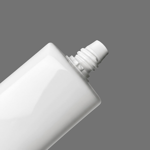 White <b>Plastic</b> Cosmetic Squeeze <b>Tube</b> with Gold Trim Screw Cap for Beauty Products - Product Image 3