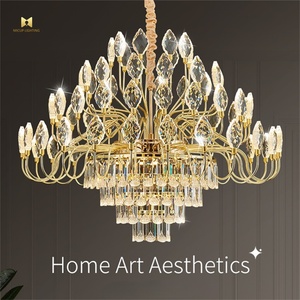 Candelabros de cristal grandes de lujo francés, decoración de techo de boda dorada, hermosas luces colgantes - Product Image 2