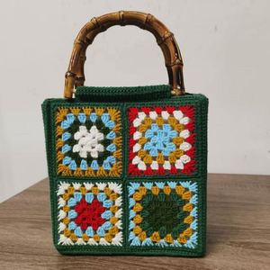 Women's Casual Summer Beach Tote Handmade <b>Straw</b> <b>Bag</b> Bamboo Zipper Closure Polyester Flower Wicker Big Two Rattan <b>Bag</b> Girls - Product Image 4