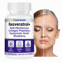 Complément alimentaire antioxydant à base de plantes OEM Resveratrol+ NAD Complex, collagène, acide hyaluronique, berbérine, TOUT EN UN, capsules de resveratrol