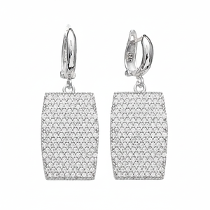 Rectángulo diseño colgante Clip en pendientes geométrico turco venta al por mayor hecho a mano 925 joyería de plata esterlina - Product Image 2