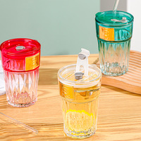 Gobelet en verre scellé anti-fuite de style nordique, design moderne et simple, avec paille pour le bureau et la maison