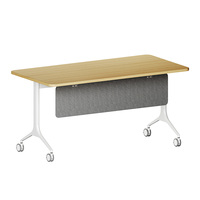 Table de formation mobile avec surface pliable et roulettes verrouillables, bureau de séminaire pliable en bois pour salle de conférence, approvisionnement en gros