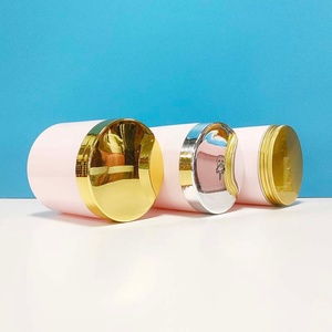 100ml 200ml 250ml 300ml Hot Sale <b>Empty</b> Large Round Body Cream PET Container Pink Plastic <b>Jar</b> Cosmetic with Pink Screw Lid - Product Image 4