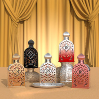 100ml 200ml bouteille en verre de luxe arabe or argent noir avec bouchon glissant épaule bouteille de parfum carrée
