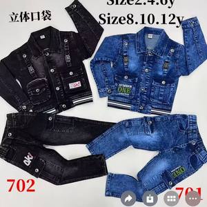 Модель на 10,5 долларов YQ274, От 6 до 12 лет для больших детей, осенний комплект из 2 предметов, джинсовая одежда, рубашка для маленьких мальчиков, комплекты одежды для детей - Product Image 5