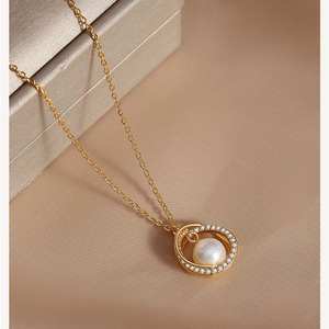 18พันทองเครื่องประดับ925เงินสเตอร์ลิง Beckoning ผู้หญิงสร้อยคอมุก - Product Image 5